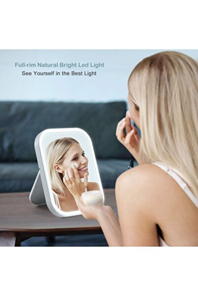 Generic Φορητός καθρέφτης μακιγιάζ LED, 3 τύποι φωτισμού, επαναφορτιζόμενος -...