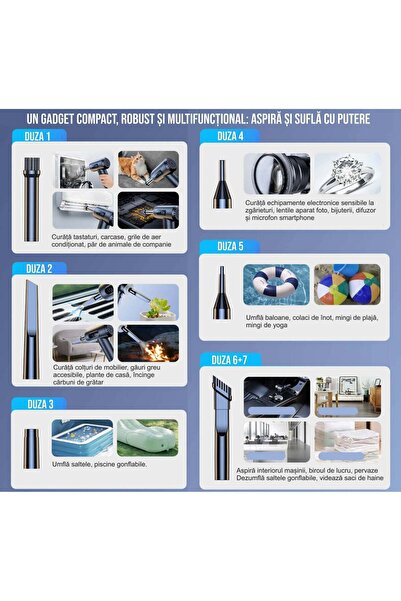 Generic Portable Vacuum Cleaner with Air Blower, USB, 6000mAh + Complete Car Kit