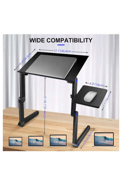 Generic Măsuță Laptop cu Răcire USB și Înălțime Reglabilă, Suport Mouse, Negru