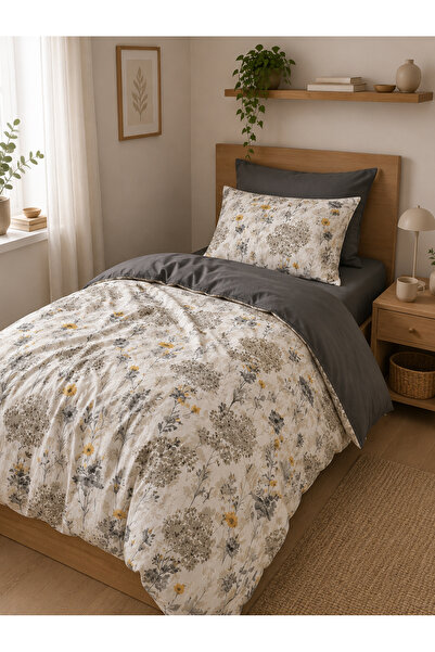 MyStory Home Single Size Fitted Sheet Duvet Cover Set Jaune Füme