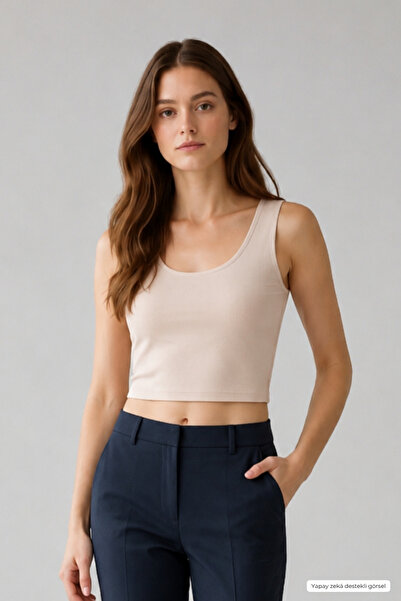penyebizden Crop Askılı Atlet-Ten Rengi