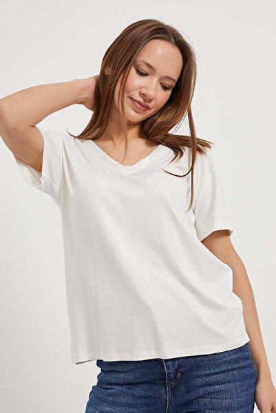 Arma Life Thick V-Neck Side Slit Stretchy T-Shirt