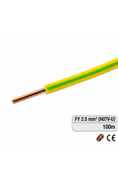 RCB Electro Rigid electrical cable FY 2.5 mm² (H07V-U), Roll 100 m, Color Gre...