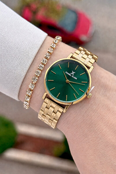 Daniel Klein Dial Green Cord Gold Color 30 mm 2 Year Warranty Women's Wristwa...