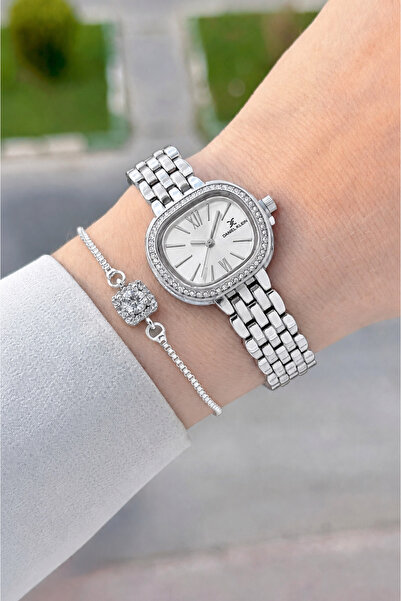 Daniel Klein Silver Color 27 mm Women's Wristwatch and Bracelet with Gift Pac...