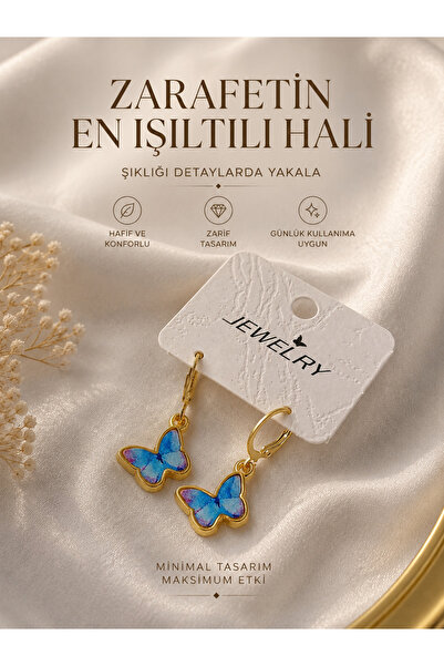 TrendimAksesuar Stainless Steel Butterfly Earrings for Women