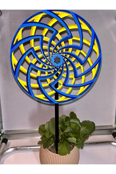 Yakamoz 3d Optik İlizyon Rüzgar Gülü 2 li ve Zıt Yönlere Dönen Rulmanlı Sarı ...