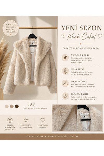 Caka Yumuşak  Dokunuşlu Oversize Kürk Peluş Mont
