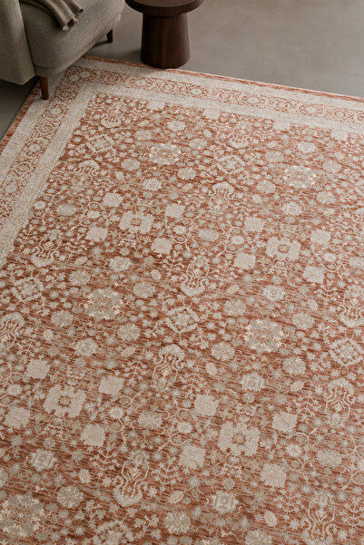 Pigment Halı Zes ZS01 Vintage Etnik Kiremit Otantik Uşak Desenli Yumuşak Doku...