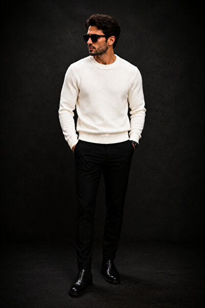 H&E LUXURY DESIGN Men's Crew Neck Knit Sweater – Slim Fit, Long Sleeve, Class...