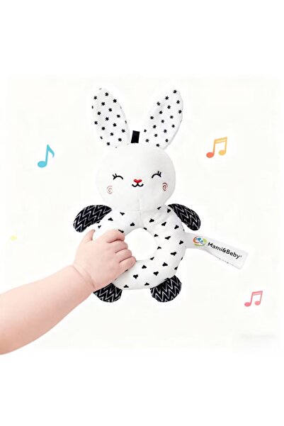Choice5 Rabbit Baby Teething Rattle Toy with Squeaky Sound, Black and White H...