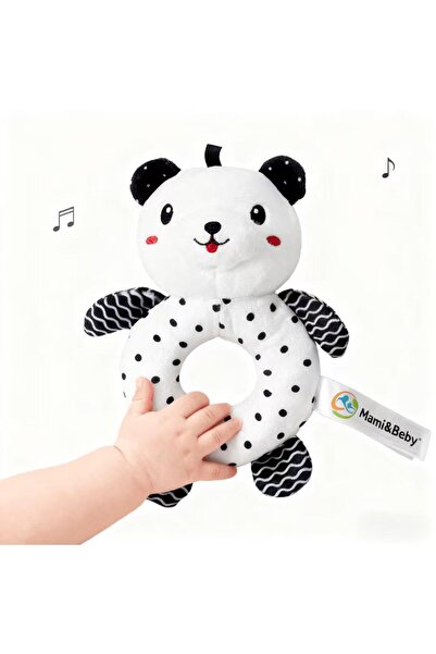 choice2 Little bear Baby Teething Rattle Toy with Squeaky Sound, Black and Wh...
