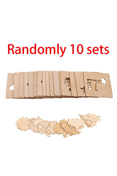 Choice 10 pcs 10-20pcs Wooden DIY Kids Drawing Toys Painting Stencils Templat...