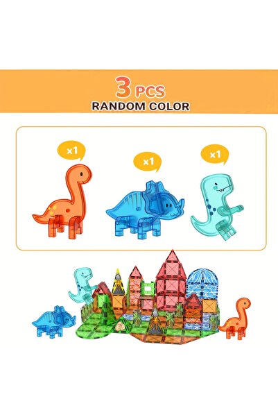 Choice 3Pcs Magnetic Building Block Toys Magnetic Tiles, Dinosaur Volcano The...