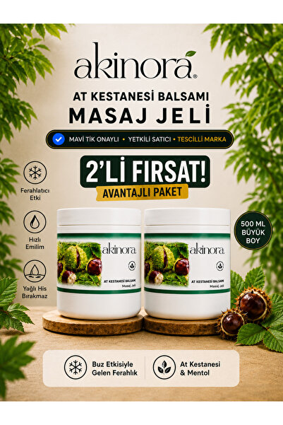 Akinora Yoğun At Kestanesi Jeli & Mentollü Masaj Kremi (2×500 ml)