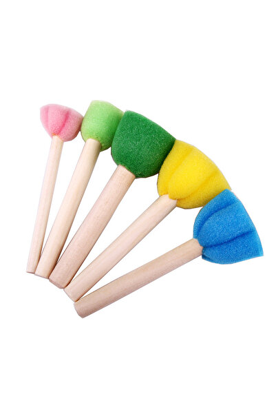 Choice 5Pcs Foam Sponge Brush with Wooden Handle Round Flower Multi Size Pain...