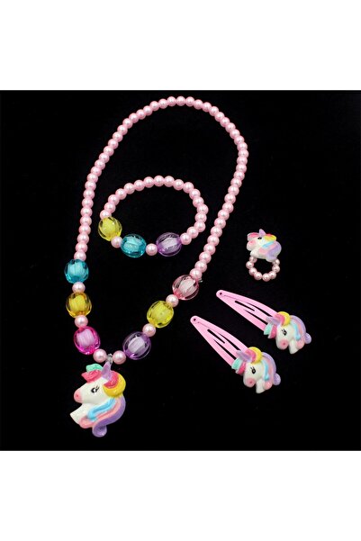 Choice Pink 1 Set Handcrafted Unicorn Kids Beaded Jewelry set Cute Animal Nec...