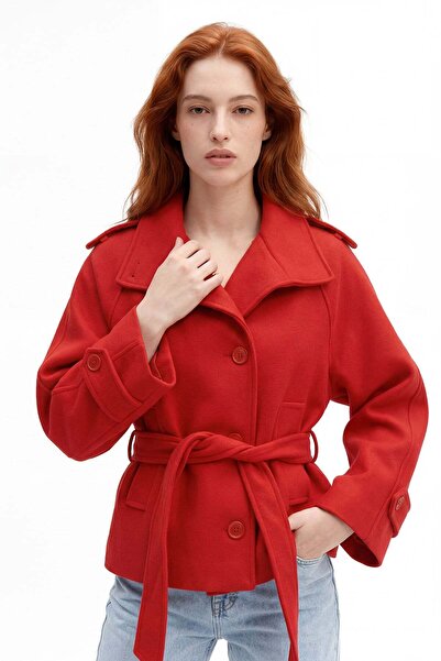 HAKKE Women's Belted Short Cashmere Coat