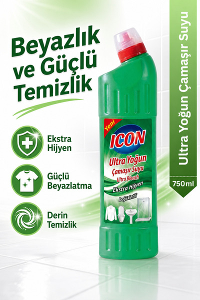 MAX ICON Ultra Yoğun Çamaşır Suyu 750 ml – Ekstra Hijyen, Güçlü Beyazlatma ve...