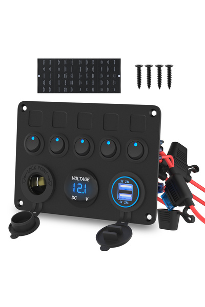 Choice Blue LED DaierTek 5 Gang Boat Switch Panel Waterproof Car Switch Panel...