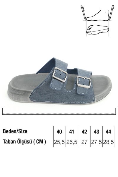 GEZER Men's Summer Faux Leather Two Buckle Adjustable Comfortable Sole Daily Slippers
