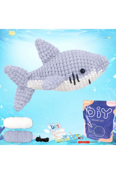 Choice 1pc Blue Gray 1pc Adorable Shark Amigurumi Crochet Kit for Beginners -...