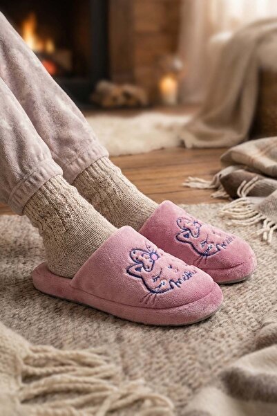 GEZER Kışlık Nakışlı Tasarım Fashion Ev Bahçe Kadın Terlik