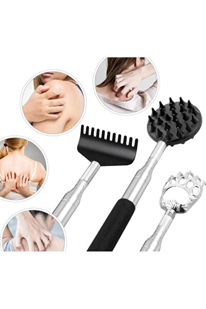 Choice1 Silver Itchy Scratch Retractable Back Gripper Double-Sided with 3 Det...