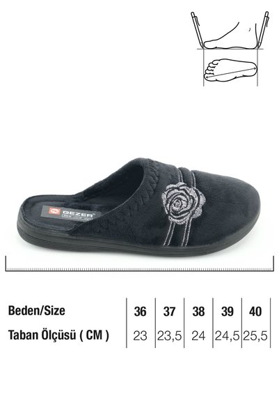 GEZER Papuci de iarnă pentru femei, din PU, cu talpă confortabilă, cu design brodat, pentru casă și grădină
