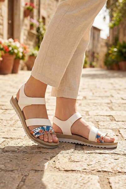GEZER Women's Summer Adjustable Ankle Faux Leather Comfortable Sole Sandals