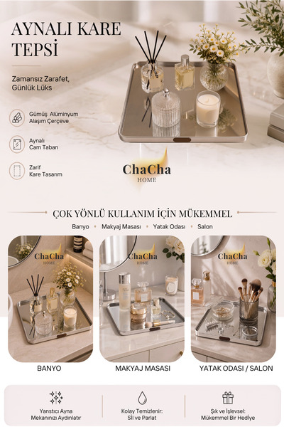 ChaCha Home Nordic Luxury Mirrored Decorative Presentation Tray |   Home Deta...