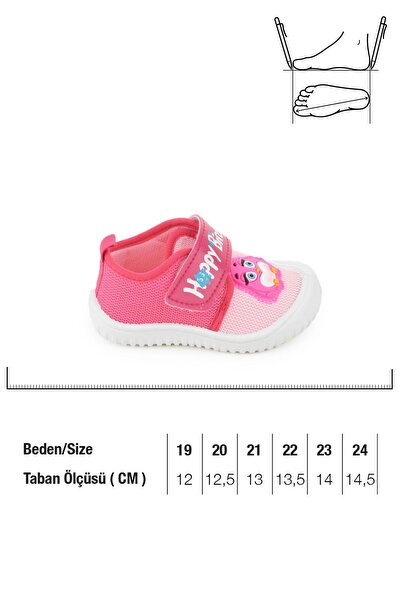 GEZER Yazlık Keten Kız Bebe Happy Birds Cırtlı Ayarlanabilir Ayakkabı