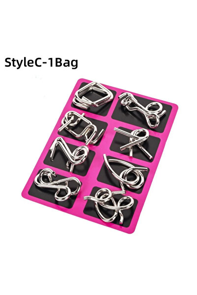 Choice Pink-1Bag 8PCS/Set Metal Montessori Puzzle Wire IQ Mind Brain Teaser P...