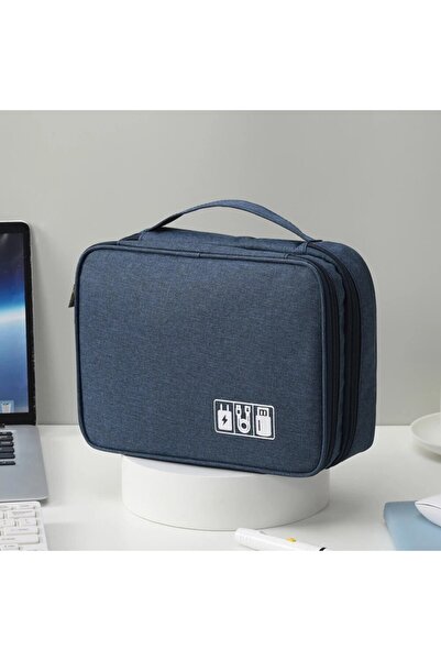 Choice Blue Multifunctional Digital Bag Data Cable Headphones Hard Drive Powe...