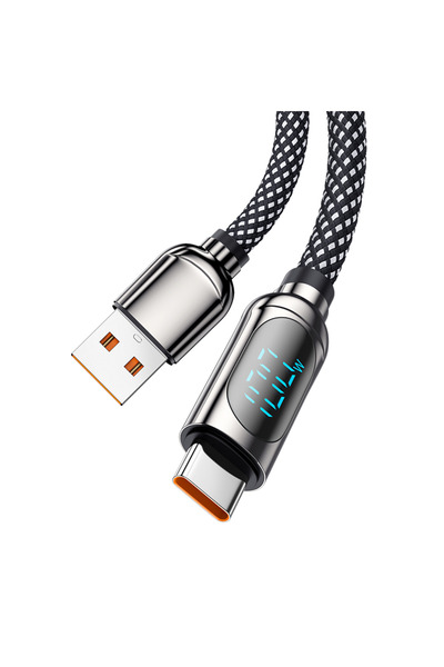 Choice 1m black 100W 6A Super Fast Charging Data Cable Nylon Braided With LED...