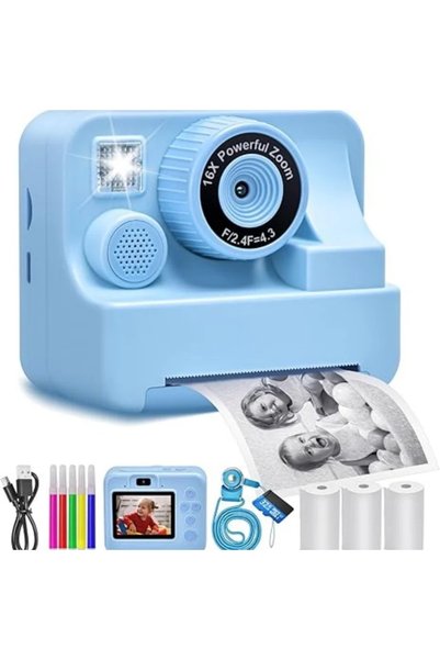Choice4 blue with 32G Card Children's Instant Printing Camera and Video Photo...