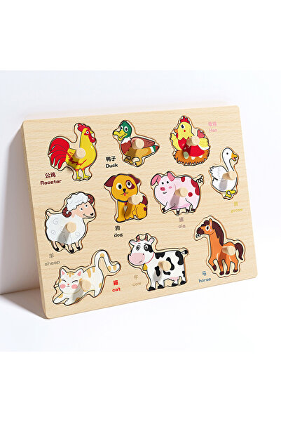 Choice farm Baby Hand-Hold Puzzle Board – Wooden Shape Matching Toy for Toddl...