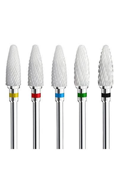 Choice 5pcs Ceramic Nail Drill Bits Set 5 Pcs Professional Corn Shape Ceramic...