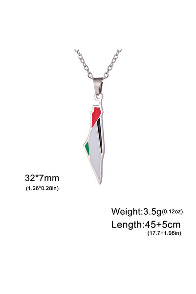 Choice 45-50cm Steel Color Drip Oil Palestine Map Pendant Necklace Stainless ...