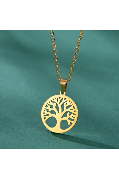 Choice 45-50cm Gold Color Lemegeton Stainless Steel Tree of Life Necklace Hea...