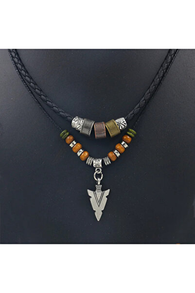 Choice SL-01 Stacked Artificial Leather Rope Beaded Necklace Men Vintage Laye...