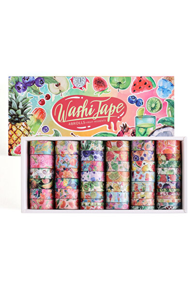 Choice Summer Fruits 48 Rolls Summer Tropical Fruits Washi Tape, Watercolor D...