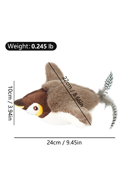 Choice Dark Brown 1PC Interactive Cat Toys Rechargeable Chirping Flapping Bir...