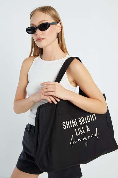 Fulla Moda Shine Bright Like A Baskılı Çıtçıtlı Kol Çantası