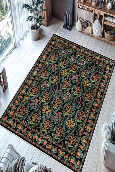 Pelura Halı Modern Floral Desen Baskılı Kaymaz Yıkanabilir Salon Oturma Odası...