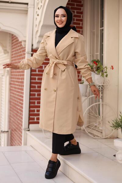 Generic Brand Apolet Detailed Trench Coat Beige 4432
