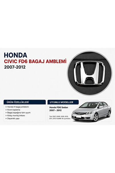İthal Honda Civic FD6 Bagaj Amblemi Krom Yazı 2007-2012