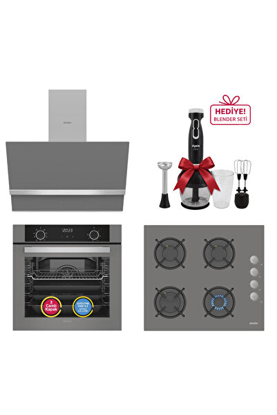 Simfer 11 Fonksiyon Steam Master Gri 3'lü Ankastre Set ( Fırın + Ocak + Davlu...