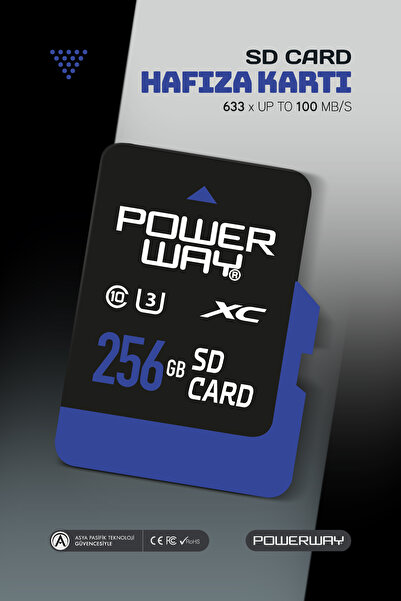 POWERWAY 256 GB Hafıza Kartı Adaptör Dahil