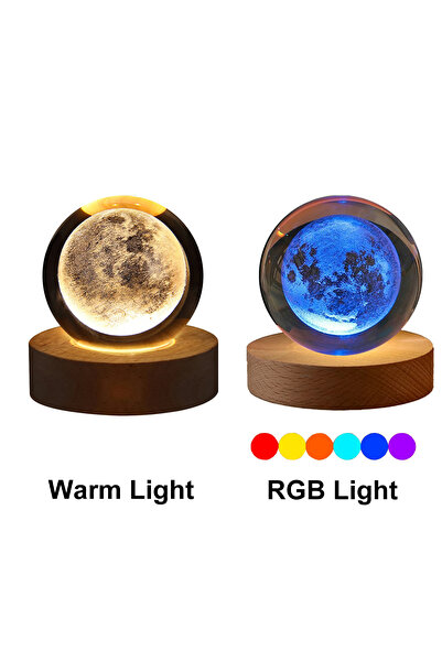 Choice USB Plug Moon Warm Light 6cm Bedside Lamp Solar Theme Cosmos Series Cr...